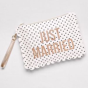 NWOT Just Married Polka Dot Clutch